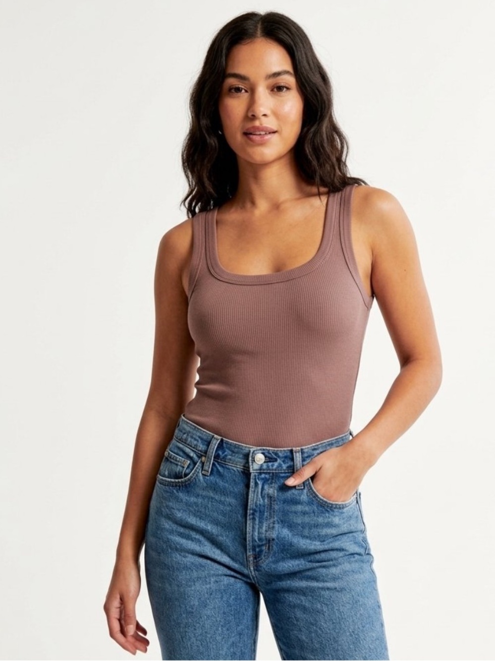 ABERCROMBIE Ribbed Square Neck Bodysuit